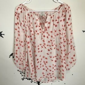 Ann Taylor loft floral print peasant blouse
